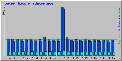 Uso por horas en Febrero 2026